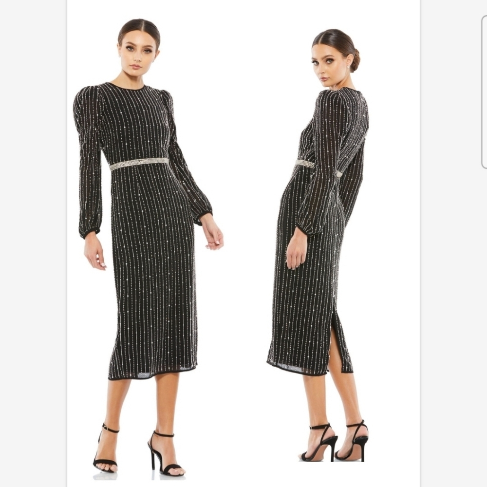 Mac Duggal 93622 Long Sleeve Embellished Dress sz 16 NEW